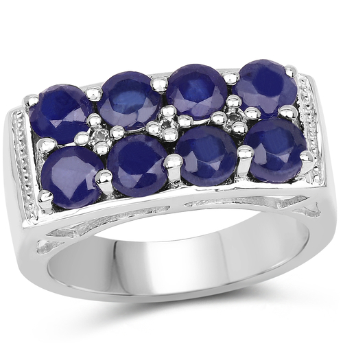 2.87 Carat Glass Filled Sapphire and White Topaz .925 Sterling Silver