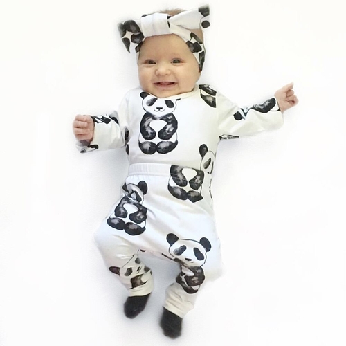 New Baby long-sleeve panda print three suits