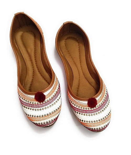 Punjabi Juti mojaris, Stylish mojari Footwear (Size-UK-9) (Color-PINK)