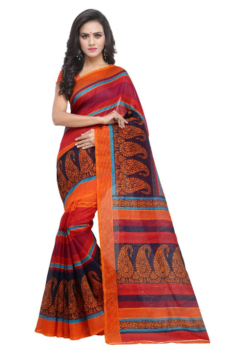Multi Color Printed Bhagalpuri Silk Saree With