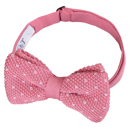 Flecked V Polka Dot Knitted Pre-Tied Bow Tie - Baby Pink