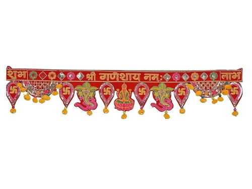 Handmade Velvet Lakshmi Ganesha Bandarwal Toran