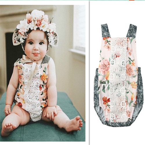 Lovely Newborn Baby Girl Lace Floral Bodysuits