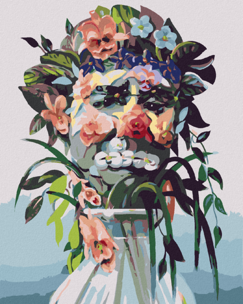 Zuty - Paint by Numbers - A FLOWER IN A VASE AND A MAN'S FACE (D.