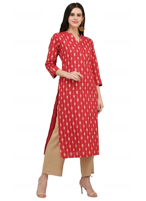 Red Color Cotton Kurti