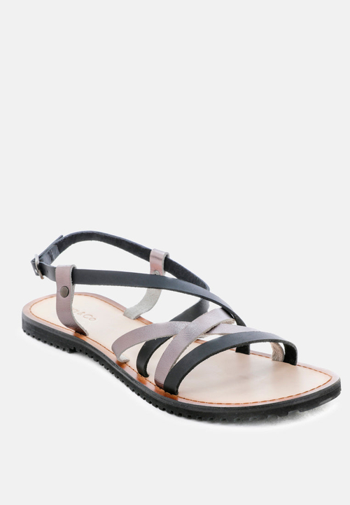 June Strappy Flat Leather Sandals