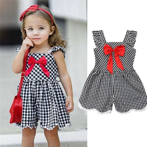 Sweet Kids Baby Girl Clothes Plaid Romper