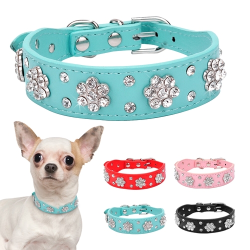 Main Didog Rhinestone Dog Collar Diamante Leather Pet image