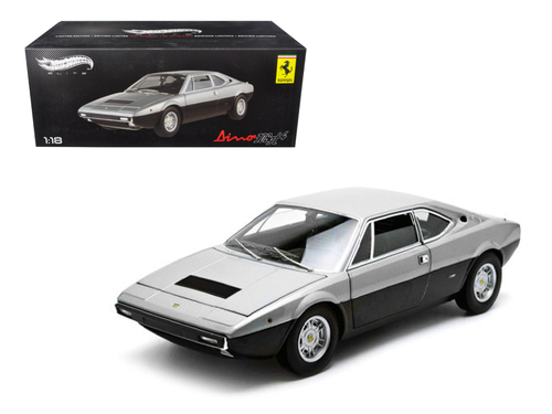 1973 Ferrari Dino 308 GT4 Silver/Black Elite Edition 1/18 Diecast Car