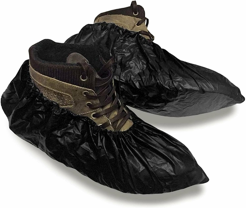 Disposable Shoe Covers 16 inches x 6 inches. Pack of 50 Black Boots