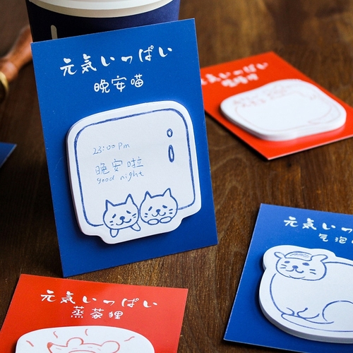 1PC Cute Cat Fox Sticky Notes Sticker