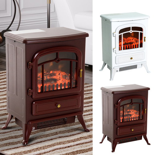 HOMCOM Adjustable Electric Fireplace Freestanding Stove with Heater