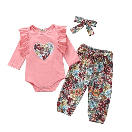 Pudcoco Autumn 3pcs Newborn Kid Baby Girl Clothes