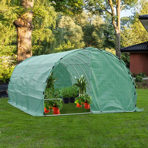 Outsunny 20'x10'x7' Heavy Duty Walk-in Reinforced Steel Greenhouse