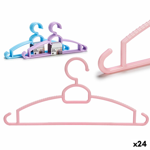 Set of Clothes Hangers Purple Blue Pink Plastic 24 Units