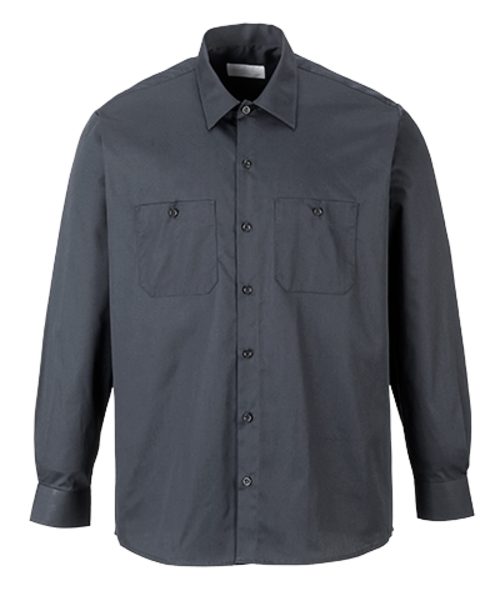 S125 3XL Industrial Long Sleeve Work Shirt, Charcoal - Regular