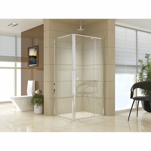 Front: (98~106) x 195cm Adjustable Semi Frameless Shower Screen in