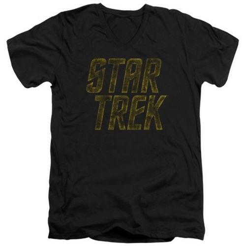 Trevco Star Trek-Distressed Logo - Short Sleeve Adult 30-1 Tee - Black