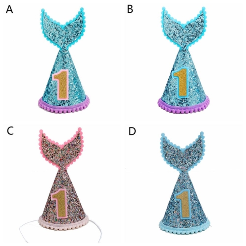 1pcs Mermaid Party Hat Mermaid Tail Hat 1st