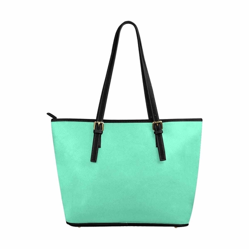 Large Leather Tote Shoulder Bag - Aquamarine Green