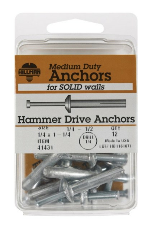 Hillman 41431 0.25 x 1.25 in. Hamdri Zamac Nailin Anchor- pack of 5