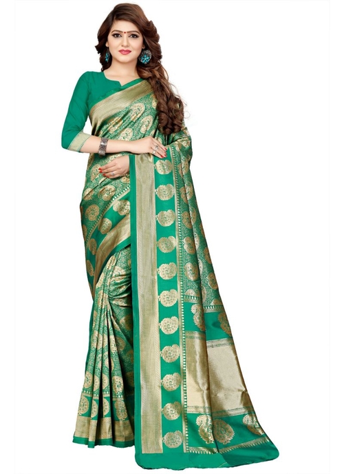 Green Color Jaqaurd  Saree