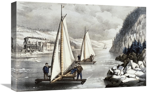 Global Gallery GCS-277186-22-142 22 in. Ice Boat Race on the Hudson Ar