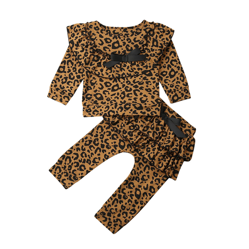 Autumn Infant Kids Baby Girls Clothes Sets Leopard