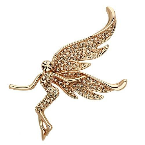 Women Flash Rose Gold White Metal Brooches with Top Grade Crystal in C