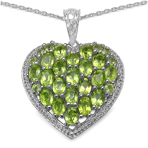 4.48 Carat Genuine Peridot .925 Sterling Silver Pendant