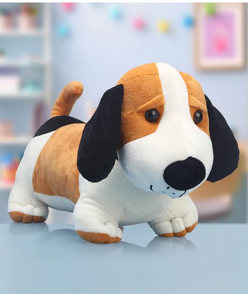 Murphy Dog Soft Toy White & Brown - Length 55 cm