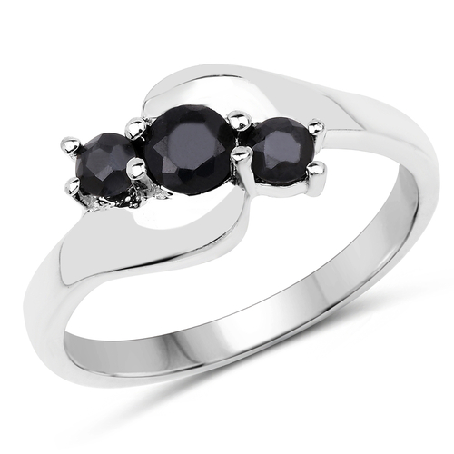 0.61 Carat Genuine Black Sapphire .925 Sterling Silver Ring