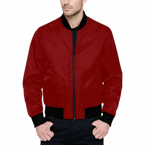Mens Jacket - Maroon Red and Black Bomber Jacket