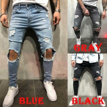 Men's Distressed Comfort Stretch Denim Jeans