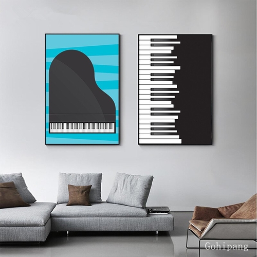 Abstract Black and White Poster Print Nordic Piano