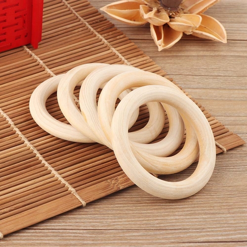 5 Pcs Natural 70mm Baby Wooden Teething Rings