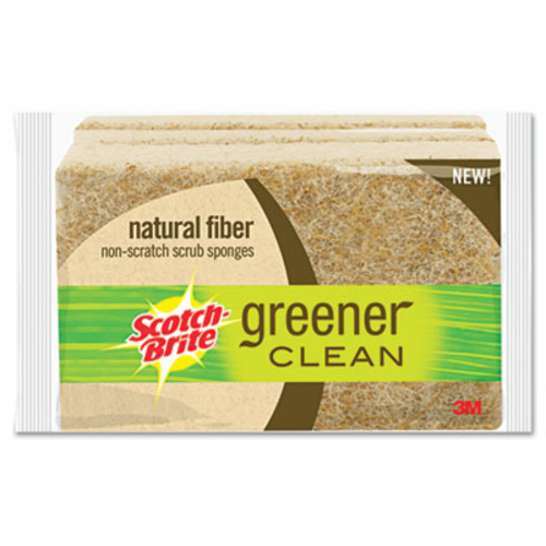 3M 97033 Greener Clean Natural Fiber Non-Scratch Scrub Sponge  4 1/2 x