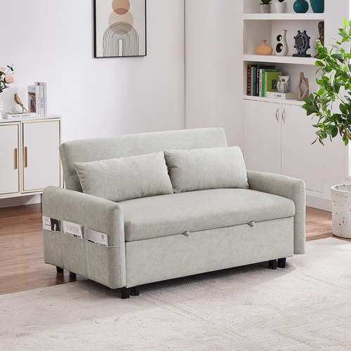 55.1" Pull Out Sleep Sofa Bed Loveseats Sofa Couch with Adjsutable