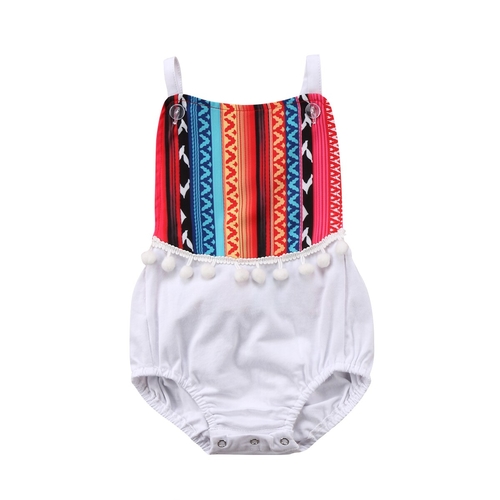 New Backless Rainbow Striped Button Newborn