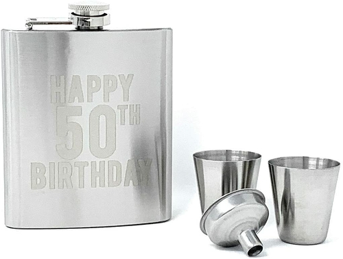 Personalized Flask Happy 50th Birthday Flask
