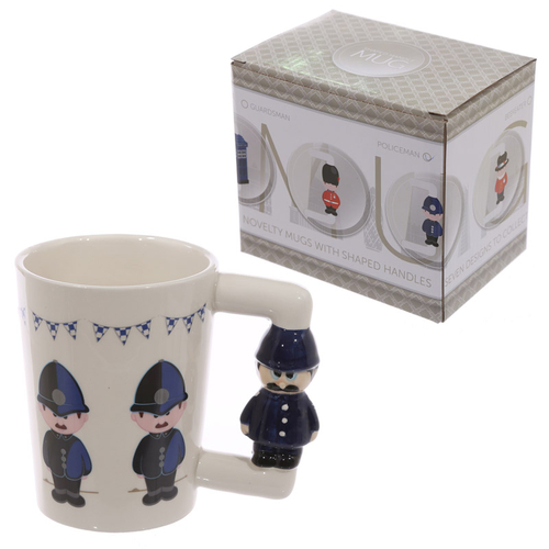 Novelty Ceramic Shaped Handle Policeman Mug