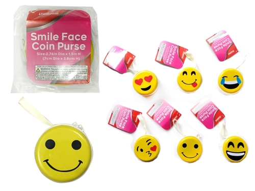 DDI 2325948 Smiley Round Coin Purse with Zipper Case of 12