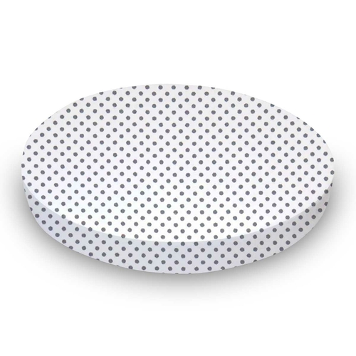 SheetWorld Fitted Round Crib Sheet - 100% Cotton Woven - Gray Pindots,