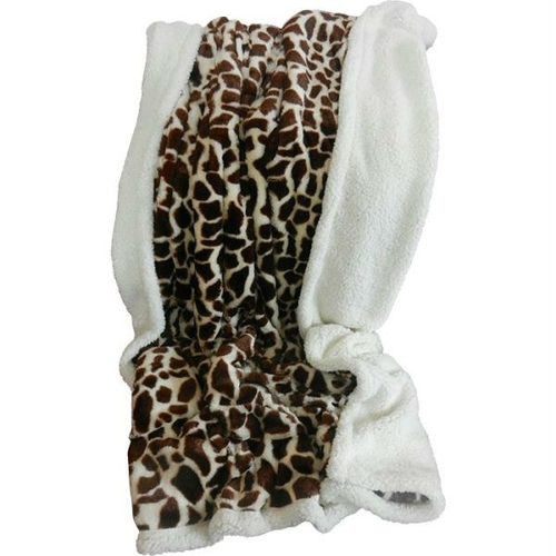 Lavish Home Fleece Sherpa Blanket Throw - Giraffe