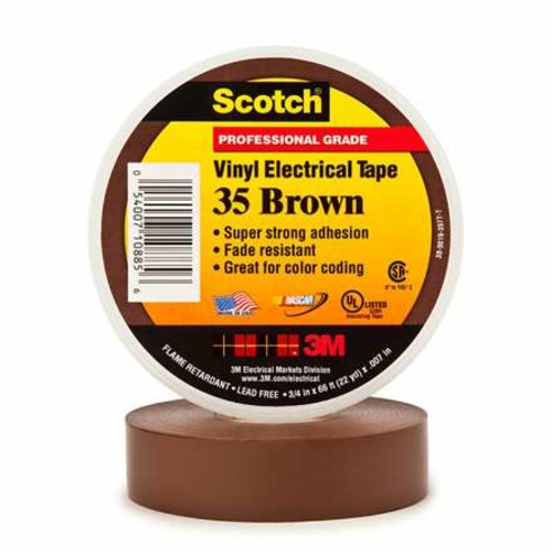 Scotch T96403510PKN 0.75 in. x 66 ft. Brown 35 Electrical Tape - Pack 