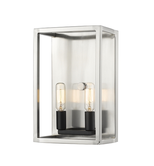 Z Lite 456-2S-BN-BK 11 x 4.5 x 7 in. 2 Light Wall Sconce, Brushed 