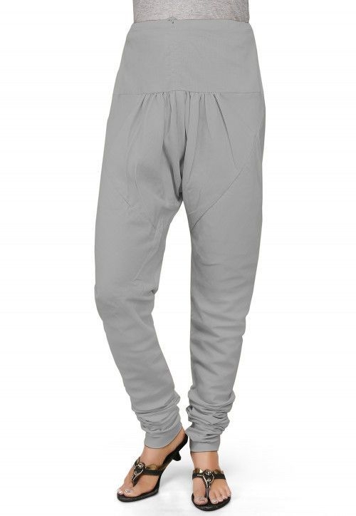 Plain Cotton Churidar in Light Grey (Size-32) (Color-GREY)