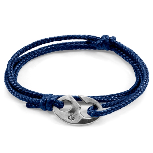 Navy Blue Windsor Silver and Rope Bracelet