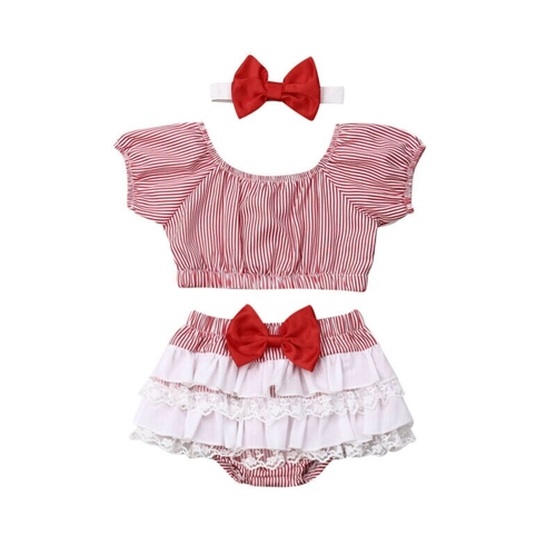 0 24M Baby Girls Retro Stripes Outfits Newborn