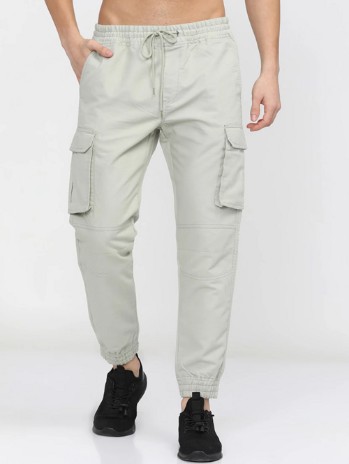 Men Mid Rise Solid Cargos(size38)(ColorOff White)